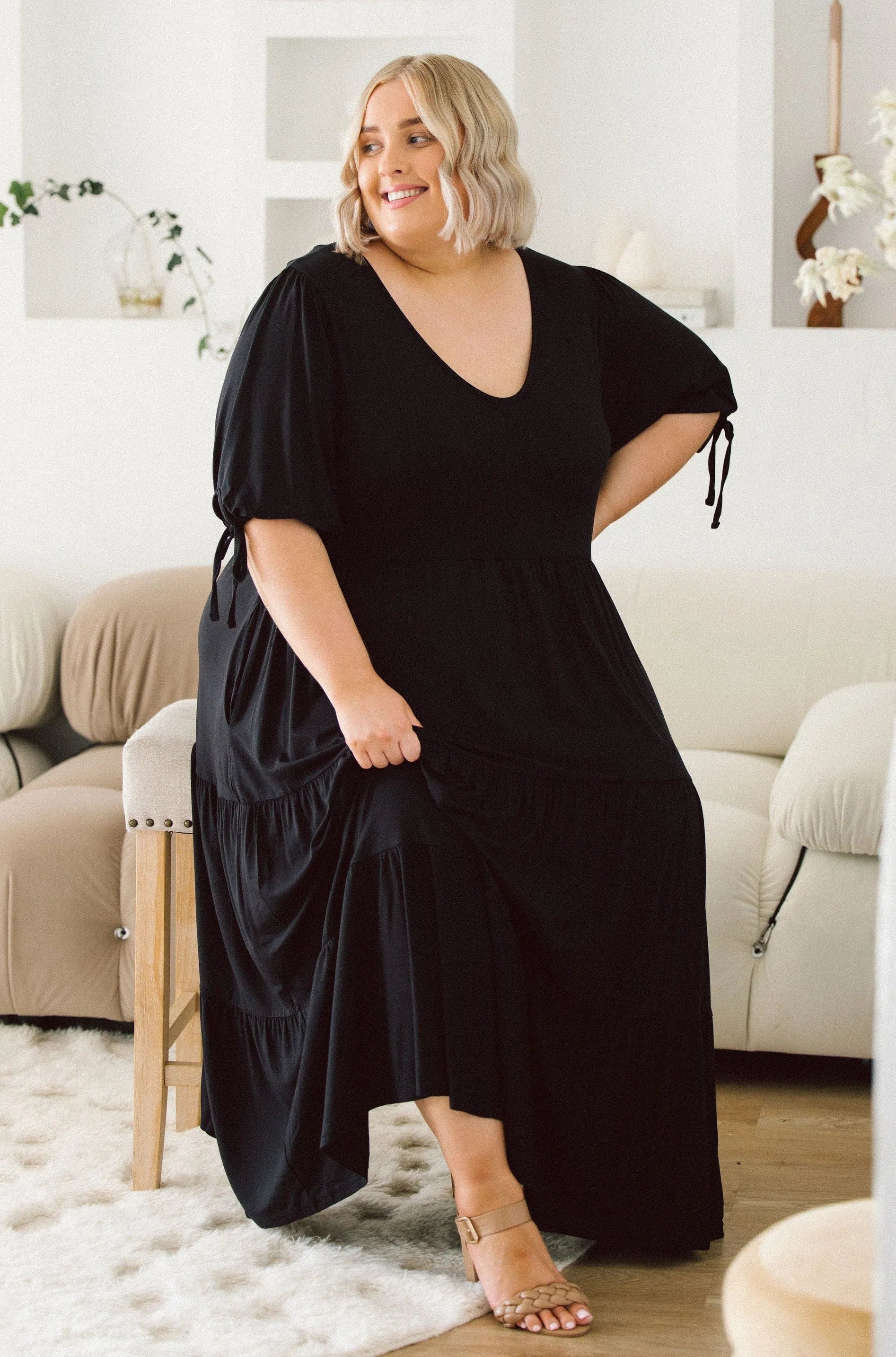 Buy Plus Size Black Dress - Effortless Elegance in Harlow Dress - Black ...