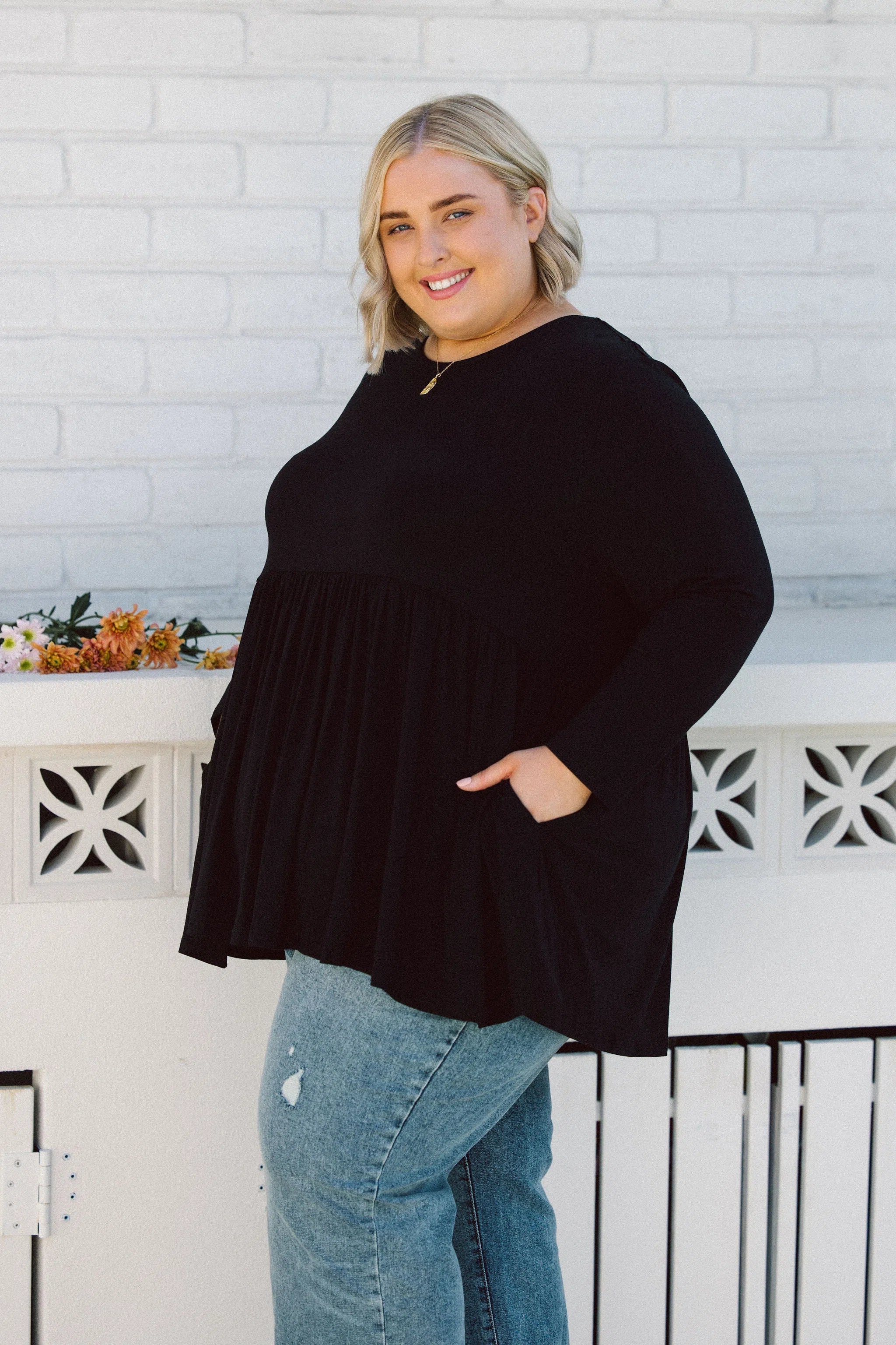 Black Plus Size Long Sleeve Top - Elevate Your Style with Lucy Long ...